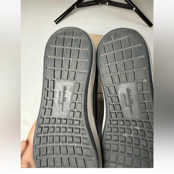 Salvatore Ferragamo Men Sz 8.5 EE Loafers navy leather uppers slip-on sneakers - Picture 6 of 13